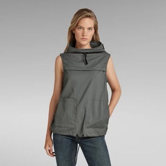 G Star Mock Neck Top Sleeveless Shirt Graphite Women's Size Medium NWT - Picture 1 of 7